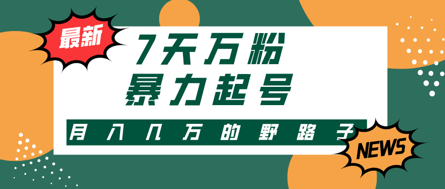 7天万粉，快手暴力起号，多种变现方式，新手小白秒上手，单月变现几万的野路子-蓝图副业