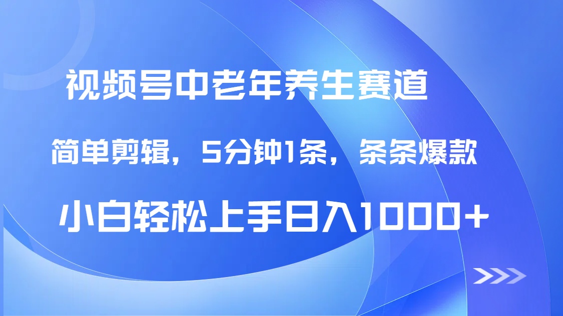DeepSeek+既梦做视频号中老年养生赛道，条条爆款5分钟1条，轻松日入1000+-蓝图副业