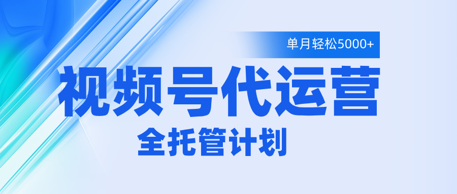视频号代运营2.0，全程托管招募，单月轻松变现5000+-蓝图副业