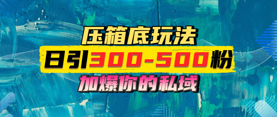 一天引流300-500粉，加爆你的私域，且都是实时变现，轻松日入1000+-蓝图副业