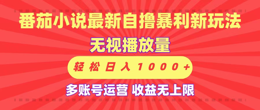 最新番茄小说自撸暴利新玩法！无视播放量，可放大，轻松日入1000+，收益无上限！-蓝图副业