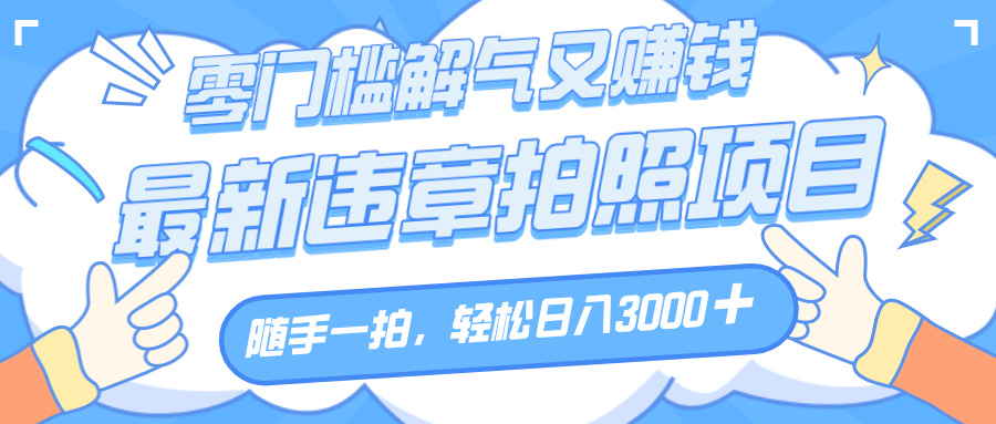 解气又赚钱的项目,随手一拍,轻松收入3000+,最新违章拍照赚钱-蓝图副业