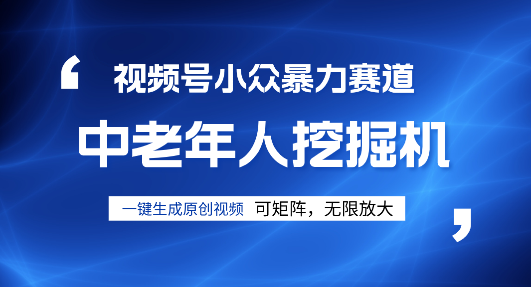 视频号新手逆袭密码！超小众暴力赛道，中老年人深信不疑，原创通过率拉满-蓝图副业