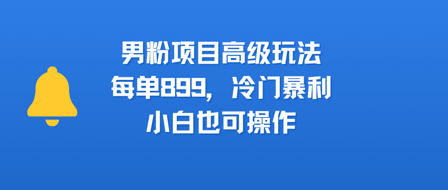 男粉项目高级玩法，每单899，冷门暴利，小白也可操作-蓝图副业