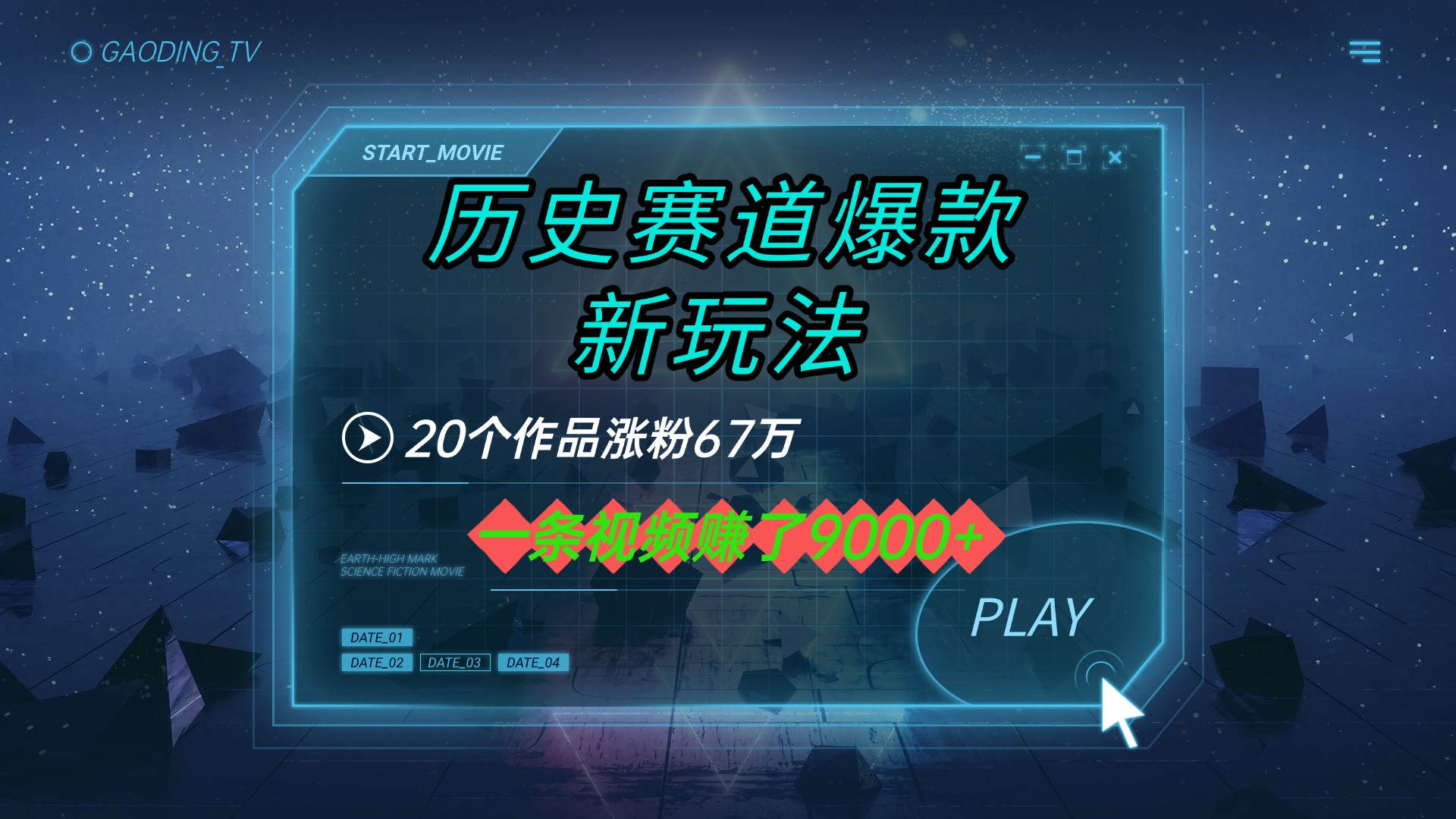 20个作品涨粉67万，一条视频赚了9000+，历史赛道爆款新玩法-蓝图副业