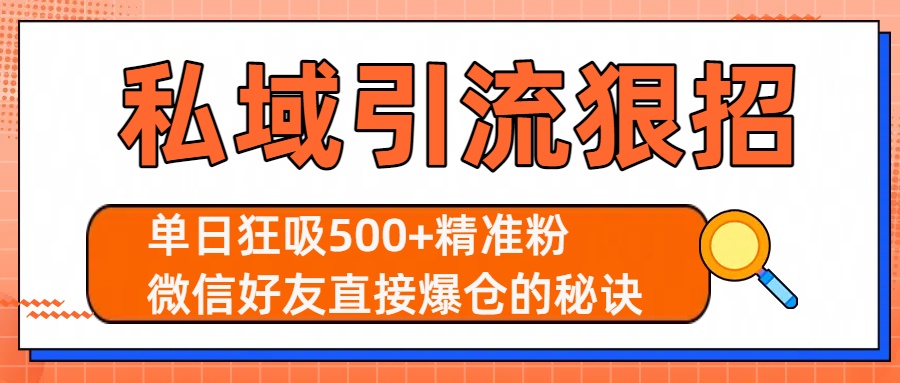 私域引流狠招：单日狂吸500+精准粉，微信好友直接爆仓的秘诀-蓝图副业