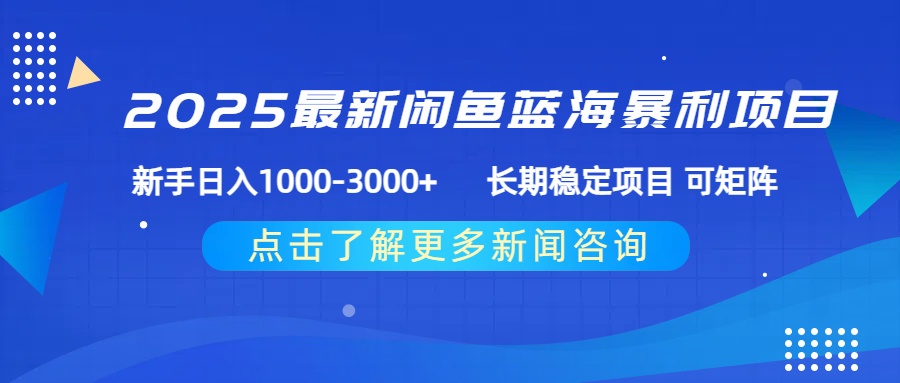 2025最新闲鱼蓝海暴利项目 ，新手日入1000-3000+ 长期稳定项目 可矩阵-蓝图副业