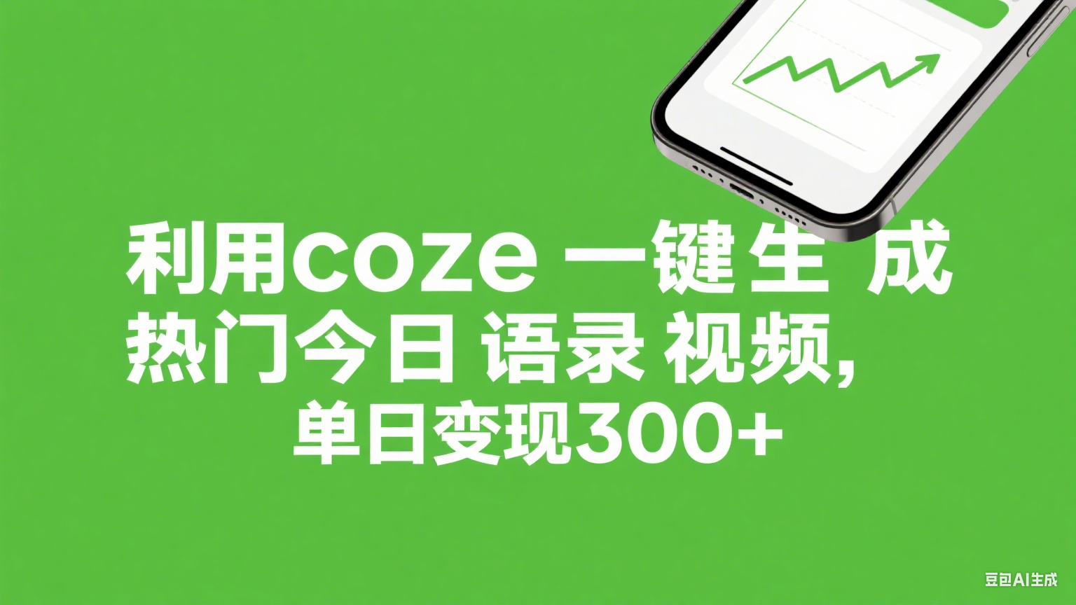利用coze一键生成热门今日语录视频，单日变现300+-蓝图副业