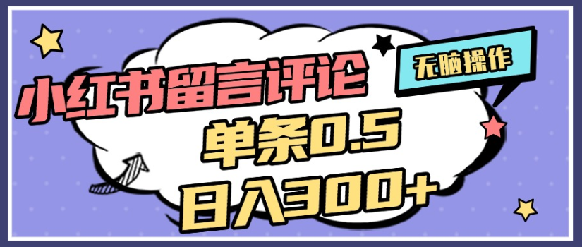 2025年最新小红书评论单条0.5元，日入300＋，无上限，详细操作流程-蓝图副业