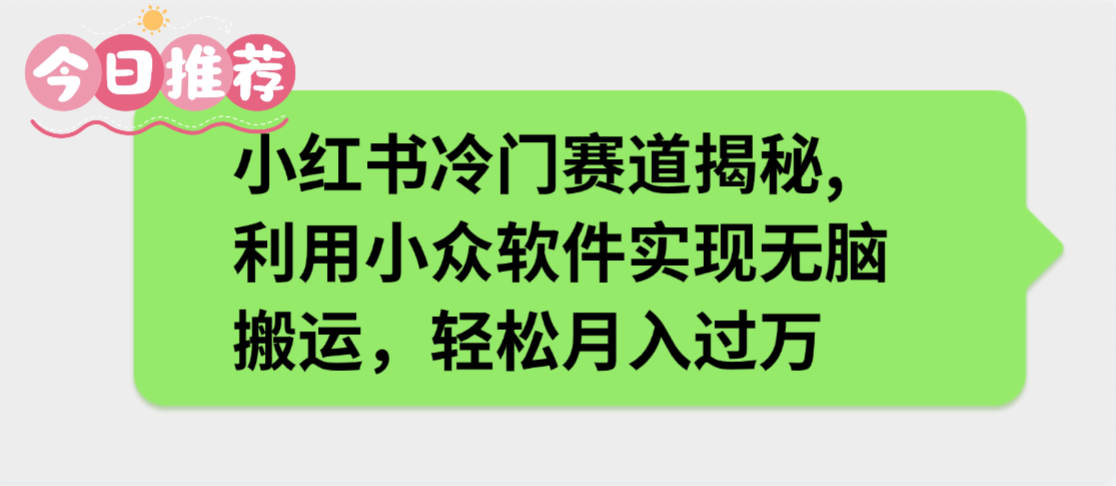 小红书冷门赛道揭秘,利用小众软件实现无脑搬运，轻松月入过万-蓝图副业