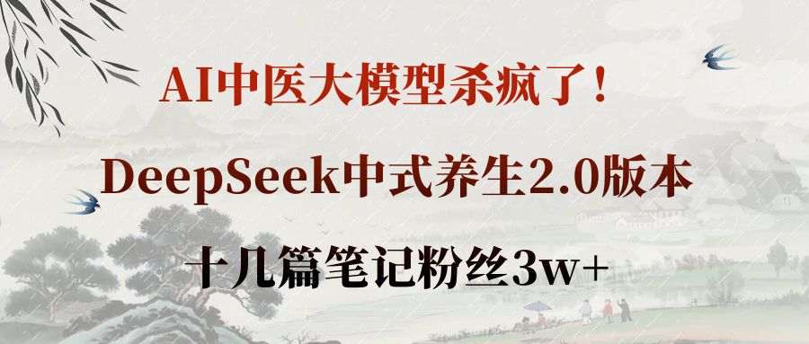AI中医大模型杀疯了!DeepSeek中式养生2.0版本,十几篇笔记粉丝3w+-蓝图副业