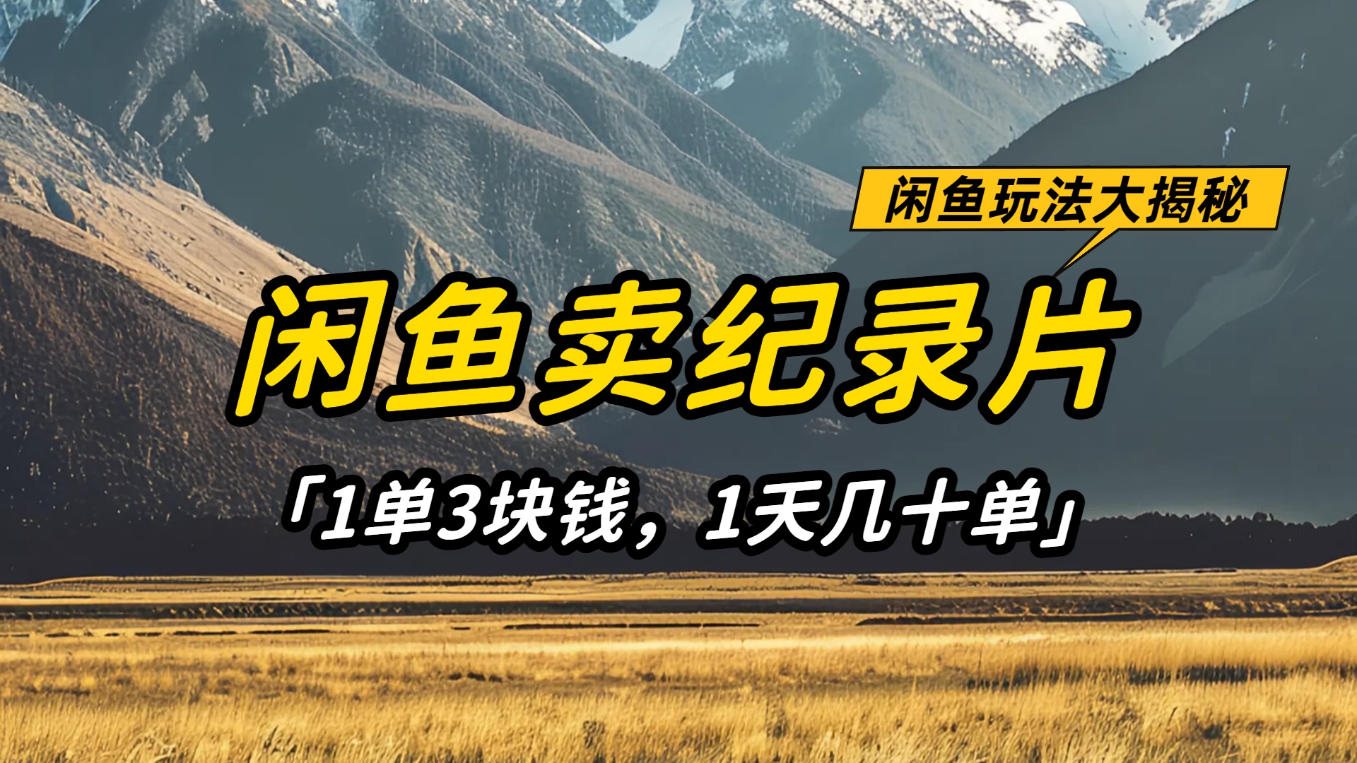 闲鱼卖纪录片1单3块钱,1天几十单,项目稳定有潜力-蓝图副业