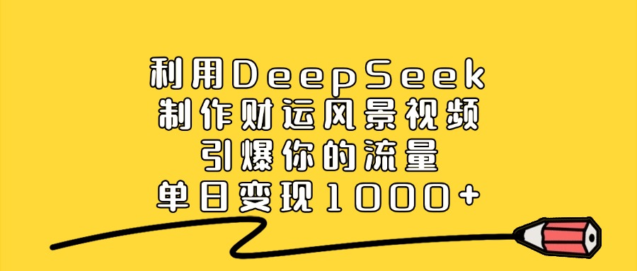 利用DeepSeek制作财运风景视频，引爆视频流量，单日变现1000+-蓝图副业