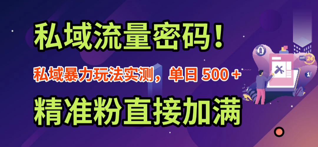 私域流量密码！私域暴力玩法实测，单日 500 + 精准粉直接加满-蓝图副业