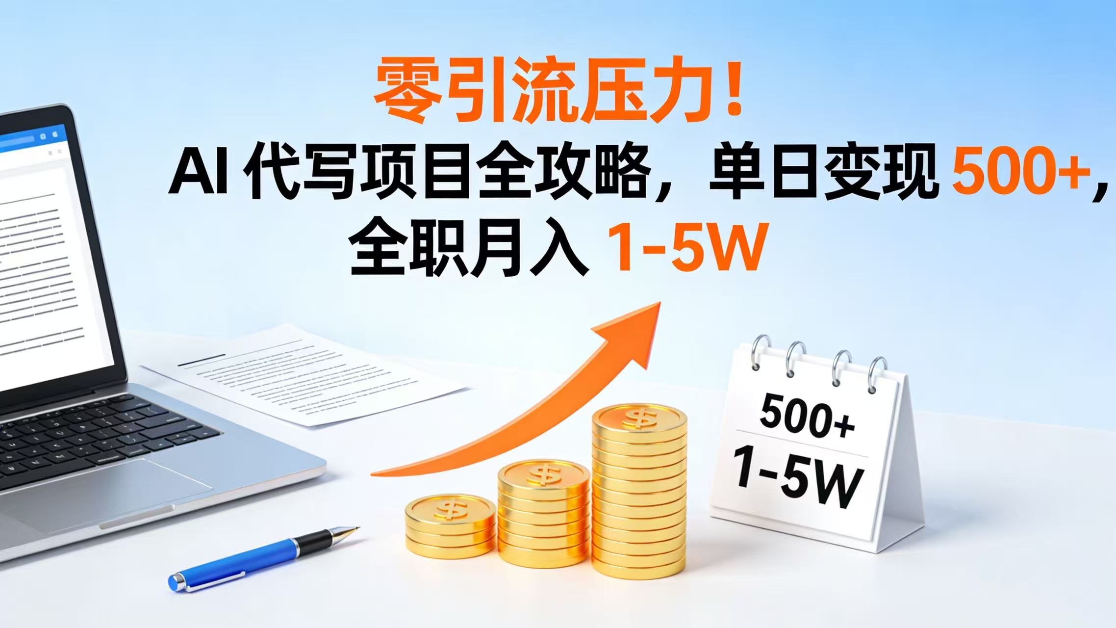 零引流压力！AI 代写项目全攻略，单日变现 500+，全职月入 1-5W-蓝图副业