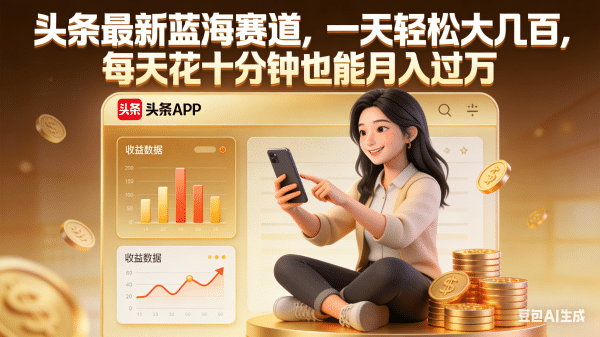 头条最新蓝海赛道,一天轻松大几百,每天花十分钟也能月入过万-蓝图副业