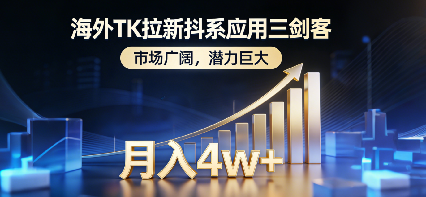 2026海外TK拉新抖系应用三剑客，市场广阔，潜力巨大，月入4w+-蓝图副业