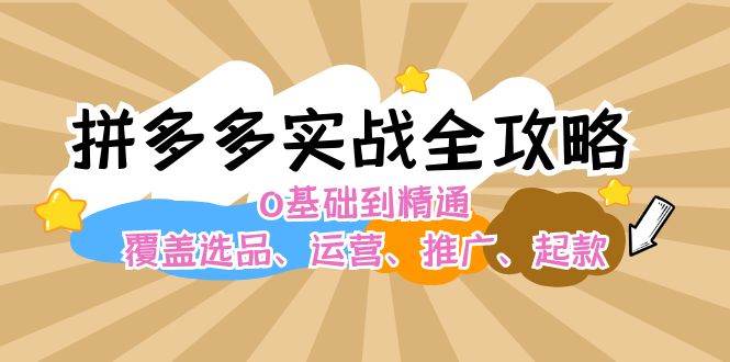 拼多多实战全攻略：0基础到精通，覆盖选品、运营、推广、起款-蓝图副业