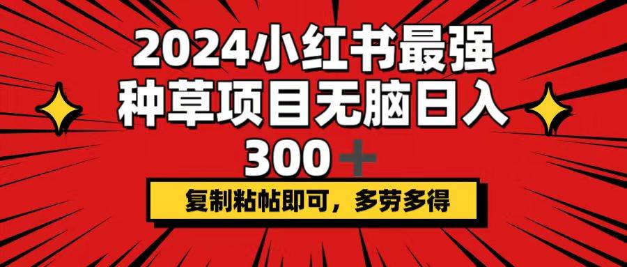 2024小红书最强种草项目，无脑日入300+，复制粘帖即可，多劳多得-蓝图副业
