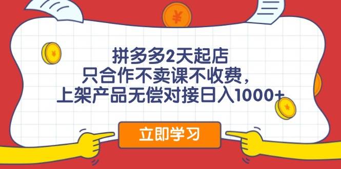 拼多多0成本开店，只合作不卖课不收费，0成本尝试，日赚千元+-蓝图副业