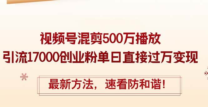精华帖视频号混剪500万播放引流17000创业粉，单日直接过万变现，最新方…-蓝图副业